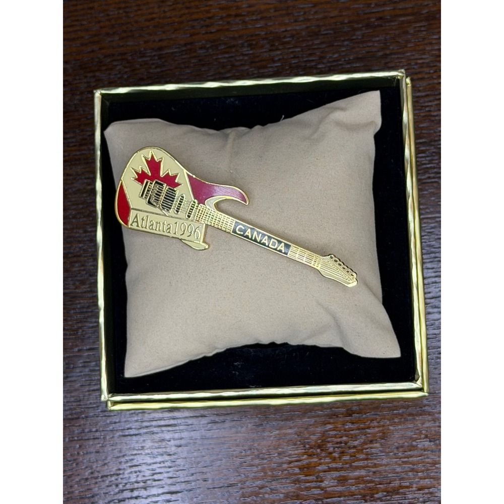 Vintage Atlanta 1996 Olympic Games Canada Guitar Enamel Lapel Pin Memorabilia